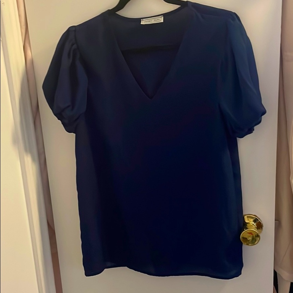 Navy Blue Chiffon Work Shirt